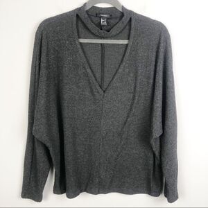 FOREVER 21 | Ribbed Choker Style Lightweight Sweater Dark Gray Women’s Medium